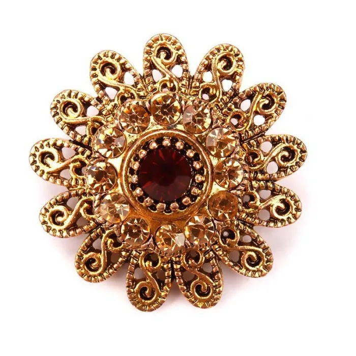 Vintage Kristallblumen - antike Brosche