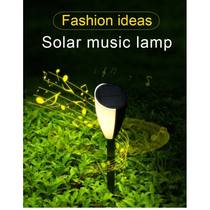 Lampa ogrodowa z muzyką - słoneczna - wodoodporna - LED - dźwięk żaby / cykady - 2 sztOświetlenia słonecznego