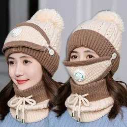 3 in 1 - knitted beanie / face mask / scarf - warm winter setMouth masks