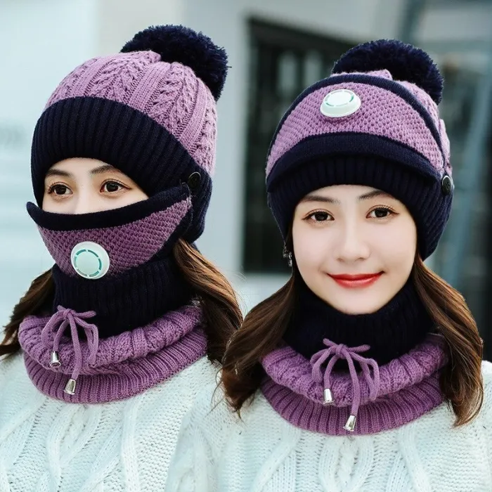 3 in 1 - knitted beanie / face mask / scarf - warm winter set