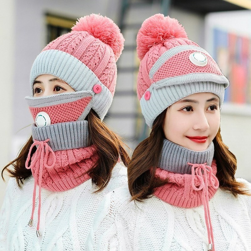 3 in 1 - knitted beanie / face mask / scarf - warm winter set