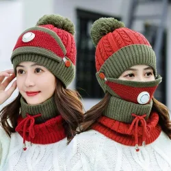 3 in 1 - knitted beanie / face mask / scarf - warm winter setMouth masks
