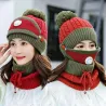 3 in 1 - gestrickte Mütze / Gesichtsmaske / Schal - warmes Winter-Set
