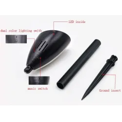 Lampa ogrodowa z muzyką - słoneczna - wodoodporna - LED - dźwięk żaby / cykady - 2 sztOświetlenia słonecznego
