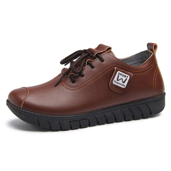Weiche flache Schuhe - mit Schnürsenkeln - echtes Leder