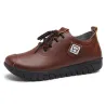 Weiche flache Schuhe - mit Schnürsenkeln - echtes Leder