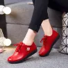 Weiche flache Schuhe - mit Schnürsenkeln - echtes Leder