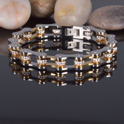 Bicycle chain bracelet - gold & silver - stainless steel