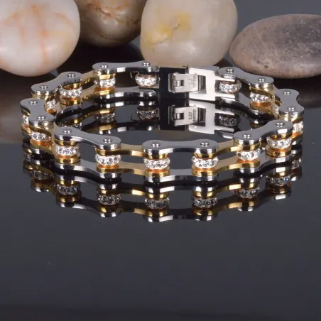 Cykelkedja armband - guld & silver - rostfritt stål