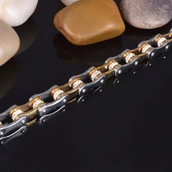 Bicycle chain bracelet - gold & silver - stainless steel