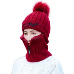 Wintermuts met pompon - bivakmuts met ritssluitingPetten & Hoeden