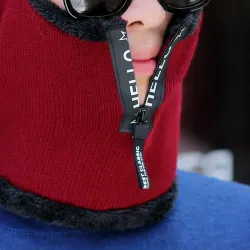 Winter knitted hat with a visor - face protection - balaclava with a zipper