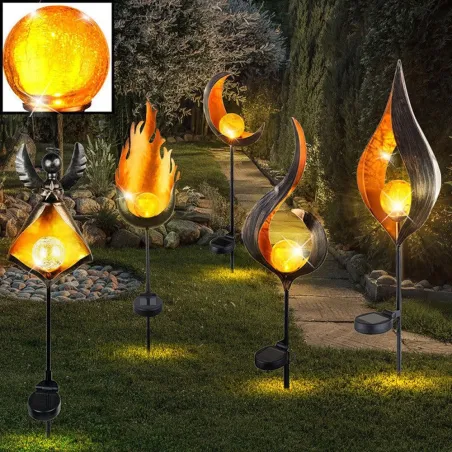Oświetlenie ogrodowe z efektem płomienia - lampa metalowa - LED - solarna - wodoodpornaOświetlenia słonecznego