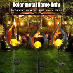 Oświetlenie ogrodowe z efektem płomienia - lampa metalowa - LED - solarna - wodoodpornaOświetlenia słonecznego