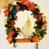 Wooden bird swing - with a flowers / bells - bite resistant