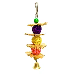 Bird hanging chew toy - with straw flowers