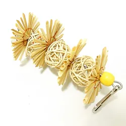 Bird hanging chew toy - with straw flowers