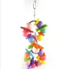Birds hanging toy - colorful cage decoration - with flowers / beads - 2 pieces