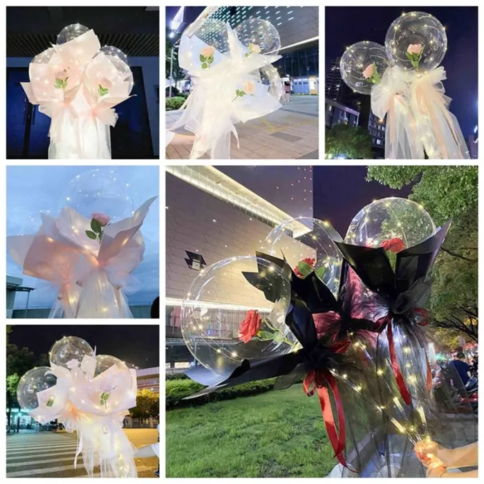 Decorative balloons - bouquet with LED and roses - 1 piece