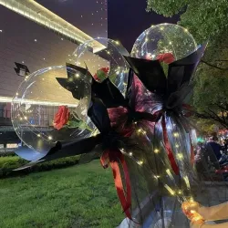 Balony ozdobne - bukiet z LED i różami - 1 sztukaBalonów