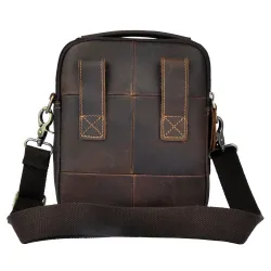 Leather shoulder bag / satchel - with strap / front pocket