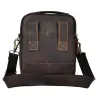 Leather shoulder bag / satchel - with strap / front pocket
