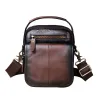 Leather shoulder bag / satchel - with strap / front pocket