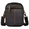 Leather shoulder bag / satchel - with strap / front pocket