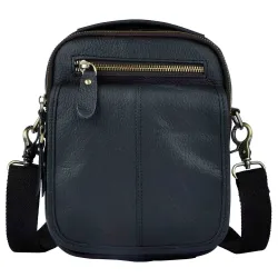 Leather shoulder bag / satchel - with strap / front pocket