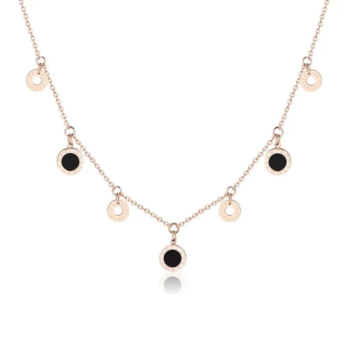 Gold necklace - with round charm decorations