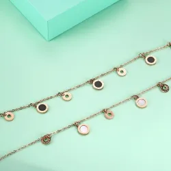 Gold necklace - with round charm decorations