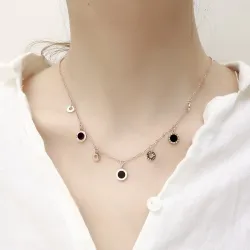Gold necklace - with round charm decorations