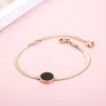 Roségouden armband - zwarte ronde hanger met Romeinse cijfersArmbanden