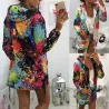 Jacke mit Kapuze - Bomber - Windjacke - mit Taschen / Reißverschluss - bunter Aufdruck