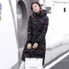 Warme / lange Daunenwinterjacke mit Kapuze und Reißverschluss