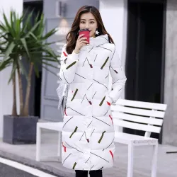 Warme / lange Daunenwinterjacke mit Kapuze und Reißverschluss