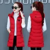 Warm sleeveless jacket - long hooded vest with zipper