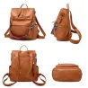 Leather backpack - with multicolored strap