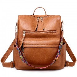 Multifunction shoulder bag - leather backpack - with colourful strap