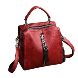 MochilasLeather backpack - shoulder bag - with multi straps