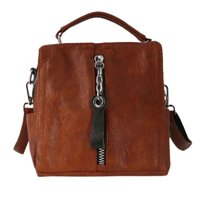 MochilasLeather backpack - shoulder bag - with multi straps