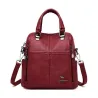 MochilasLeather shoulder bag - with multi zippers / hand strap