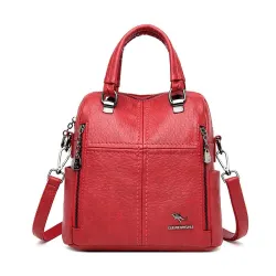 MochilasLeather shoulder bag - with multi zippers / hand strap