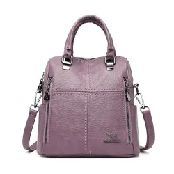 MochilasLeather shoulder bag - with multi zippers / hand strap