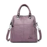 MochilasLeather shoulder bag - with multi zippers / hand strap