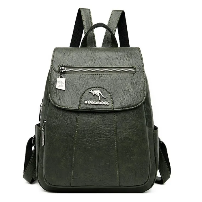 MochilasLeather backpack - with hand strap / front zipper