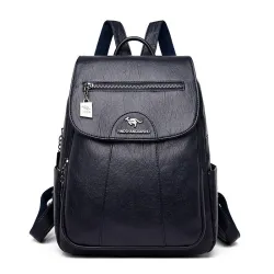 Leather backpack - with hand strap / zippers