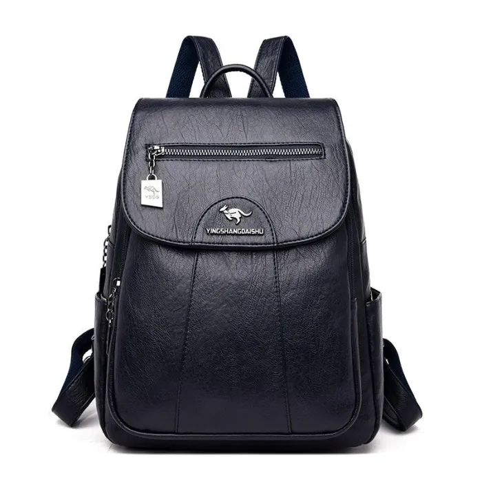 Lederrucksack - mit Handschlaufe / Reißverschlüssen