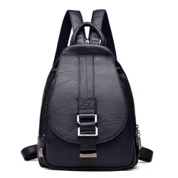 Leather backpack - with metal lock strap