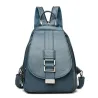 Leather backpack - with metal lock strap